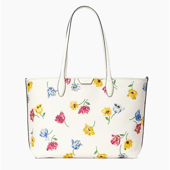 New Kate Spade Sutton Tulip Toss Printed Medium Tote - Picture 1 of 5